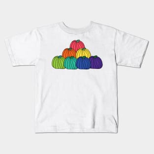 Rainbow Colored Pumpkin Pile Kids T-Shirt